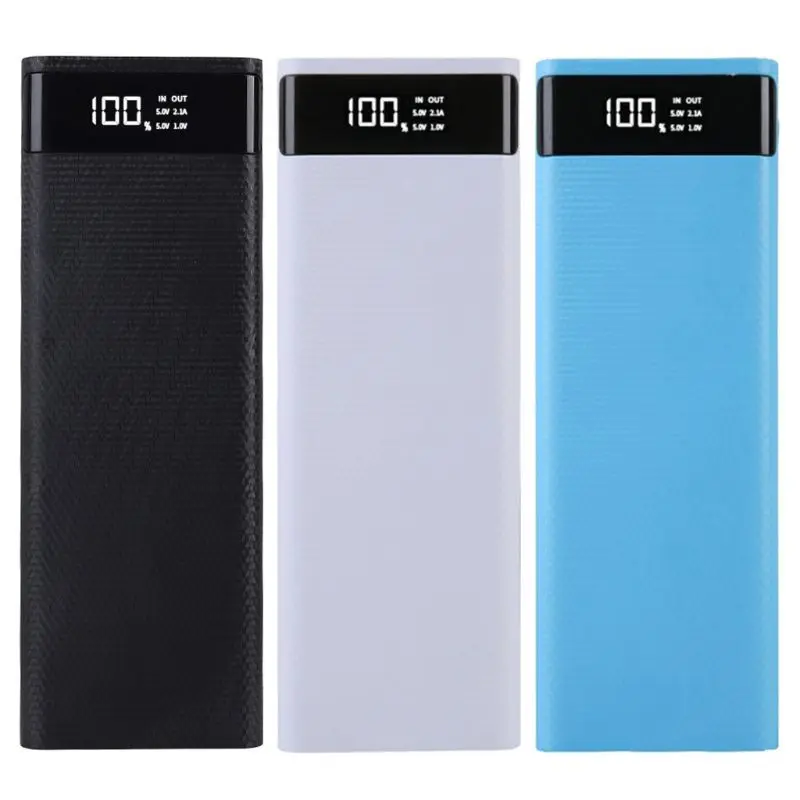 1 Pc Dual USB LCD Power Bank Shell 10x18650 Battery Case Portable External Box without Battery Powerbank Protector