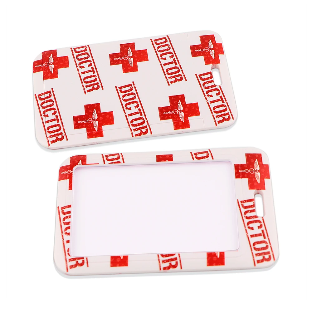 Doctor Accessories Red Cross Lanyards ID Badge Holder Bus Pass Case Cover Slip Bank Credit Card Holder Strap Cardholder