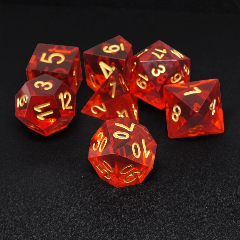 

7pcs/set Resin Polyhedral Dice Number D4 D6 D8 D12 D20 D% Dice Right Angle Sharp Dice For DND RPG COC Table Games Gift Custom