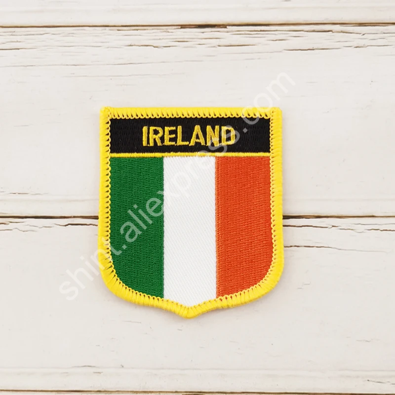 Ireland National Flag Embroidery Patches Badge Shield And Square Shape Pin One Set On The Cloth Armband   Backpack  Decoration