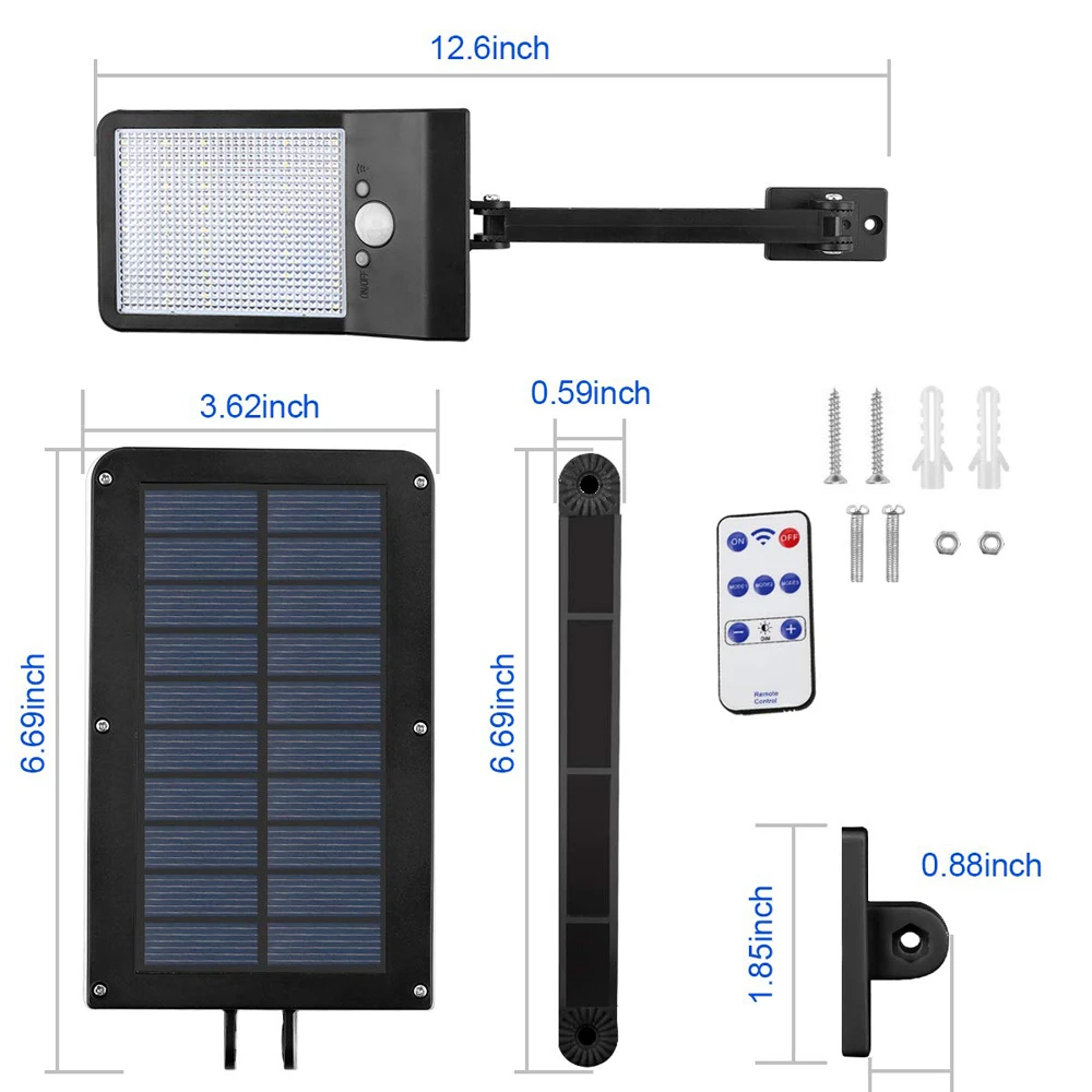 48 LED 800 LM Solar Lamp Human Body duction Wall Light 3 Modes Dimmable Outdoor Garden Yard Path  with Remote Control ip65 S