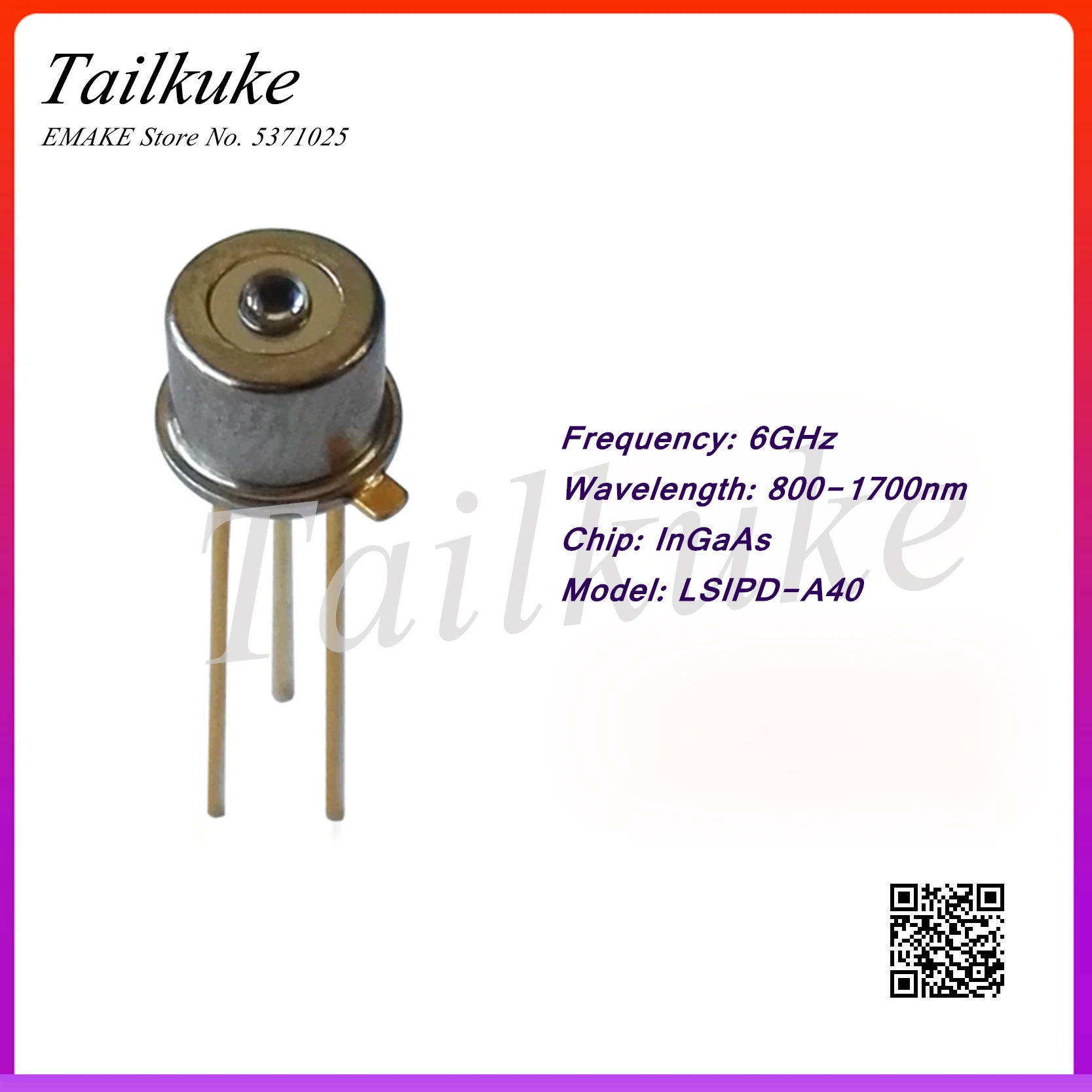 800-1700nm 6GHZ InGaAs PIN Photodetector Diode Fiber Coupling