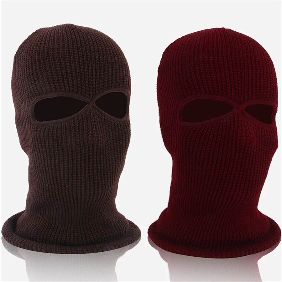 New Full Face Cover Mask Two 2 Hole Balaclava Knit Hat Army Tactical CS Winter Ski Cycling Mask Beanie Hat Scarf Warm Face Masks