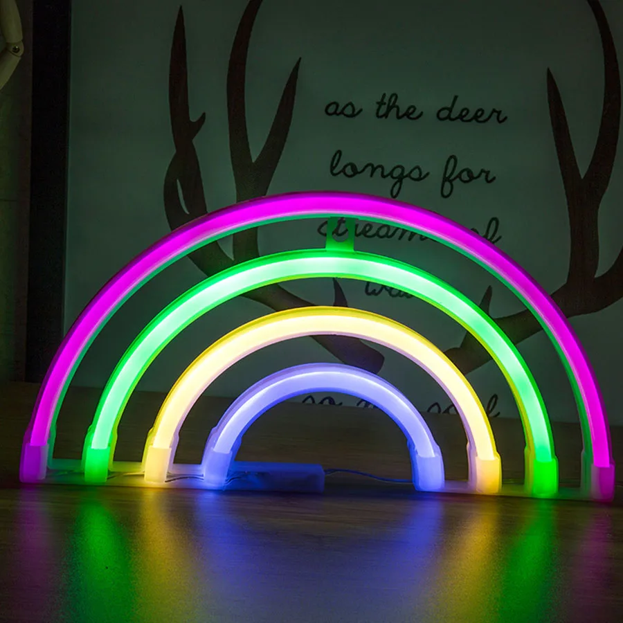 Rainbow Neon Light Sign LED Modeing Decoration Lamp Bulbs Nightlight Wall Hanging Art Ornaments for Party Holiday Room Table Toy