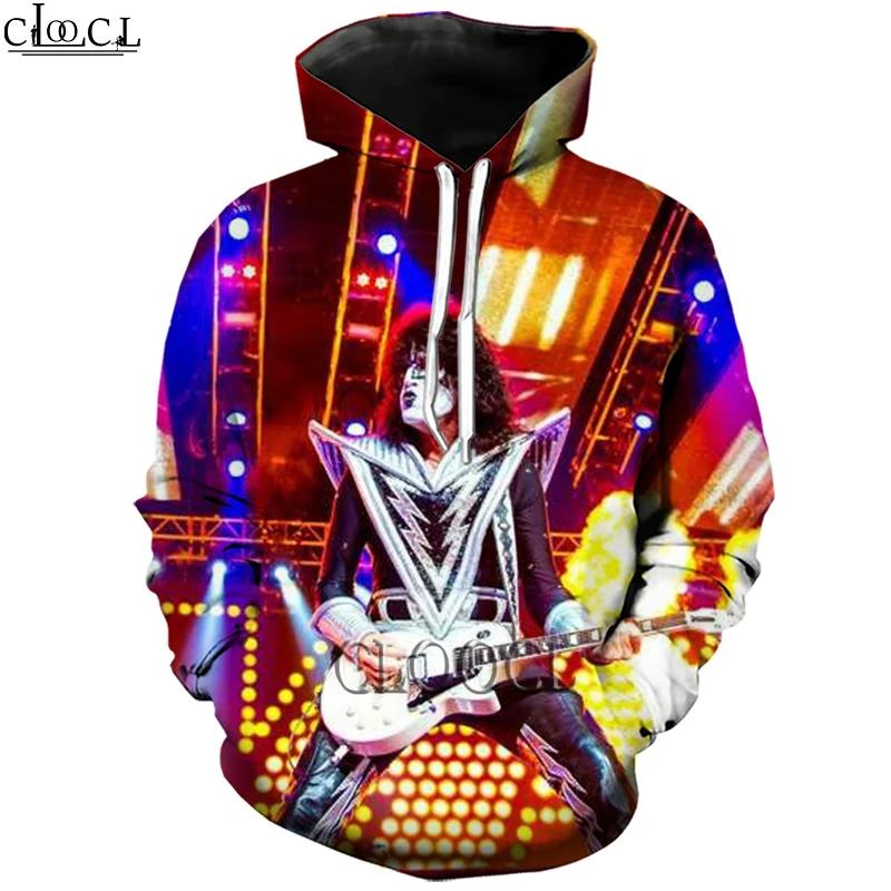 HX Newest Heavy Metal KISS Rock Band Autumn New Fashion 3D Print Hip Hop Street Hoodie Unisex Hot Sale Couple Tops