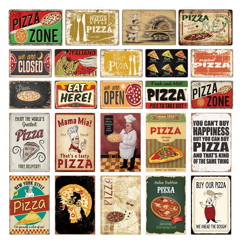 

Pizza Zone Tin Sign Plaque Metal Vintage Metal Sign Wall Decor For Cafe Bistro Restaurant Pizza Zone Decorative Metal Plate