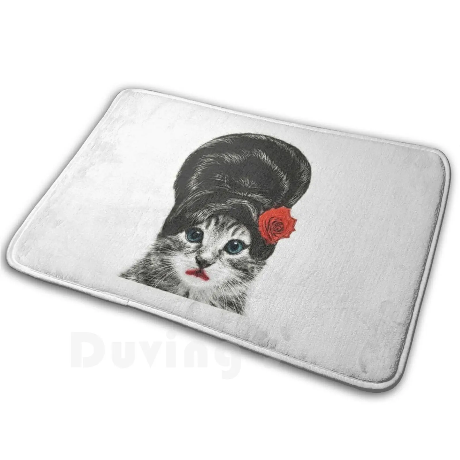 Amy Winehouse Cat Carpet Mat Rug Cushion Soft Non-Slip Amy Winehouse Cat Feline Animal Back Black Rose Singer Famous