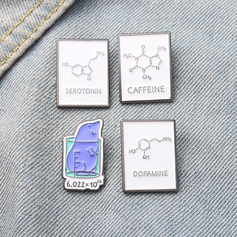 XEDZ Science Experiment Beaker Enamel Pin Cartoon Chemistry Equation Molecular Brooch Clothes Jewelry Gift For Men