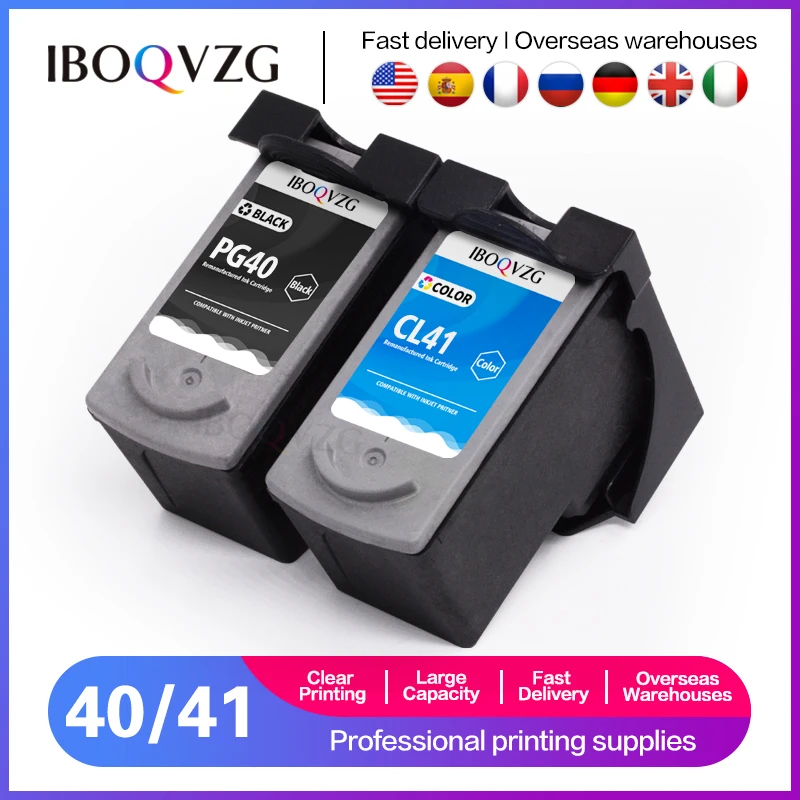 IBOQVZG-cartucho de tinta para impresora, Compatible con PG40 CL41, canon PG 40 41 PG-40, iP1600, iP1200, iP1900, MP140, MP150, MX300