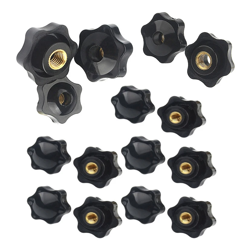 1/5pcs  M4 M5 M6 M8 M10 M12 Female Thread Star Knob Handles  Shaped Perforated / No Perforated Clamping Nuts Knobs