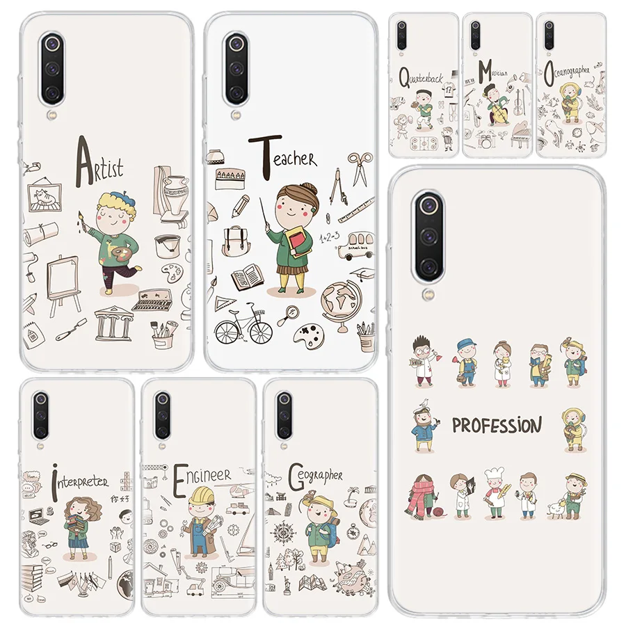 Cute Profession Teacher Phone Case Cover for Xiaomi Redmi Note 13 12S 12 11 11S 11T 11E 10 Pro 10S 9 9S 9T 8 8T 7 Plus Print Coq