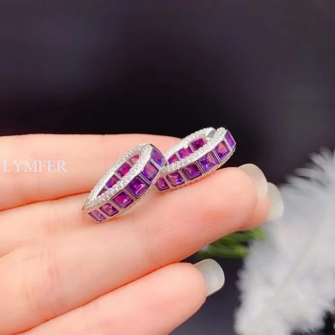 

New gem Earrings 925 Sterling Silver Sapphire Tanzanite Amethyst Topaz women's Earrings in various colors