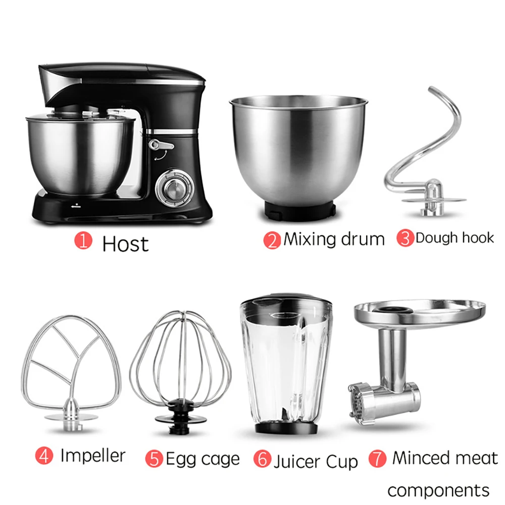 Household Stand Mixer Planer Egg Mixing Juicer Machine Automatic Mixing Kneading Dough Chef Dough Mixer