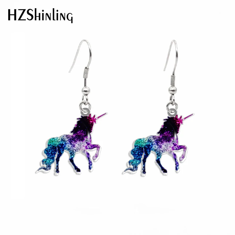 2020 New Magical Unicorn Earring Rainbow Unicorns Acrylic Hook Earring Handmade Epoxy Jewelry Resin Earrings