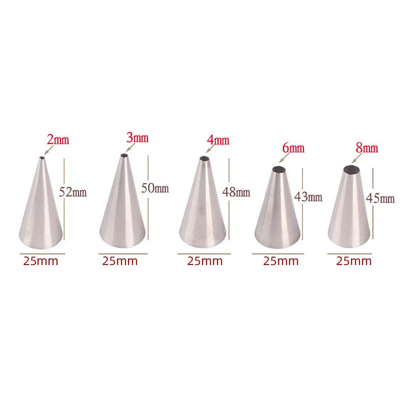 5pcs Small Round Pastry Nozzles For Cakes Baking Macron Cookie Icing Piping Decorating Tips Confectionery Equipment Cake Tools