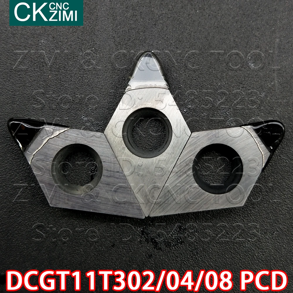 DCGT11T302 PCD DCGT11T304 PCD DCGT11T308 PCDแทรกเพชรใบมีดภายนอกแทรกเครื่องมือDCGTทองแดงอลูมิเนียม