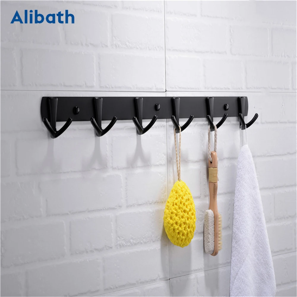 Black Robe Hook Wall Hook Towel Hook for Bathroom ABS Plastic Coat Hook Rustproof Hook Hanger for Kitchen Hardware.