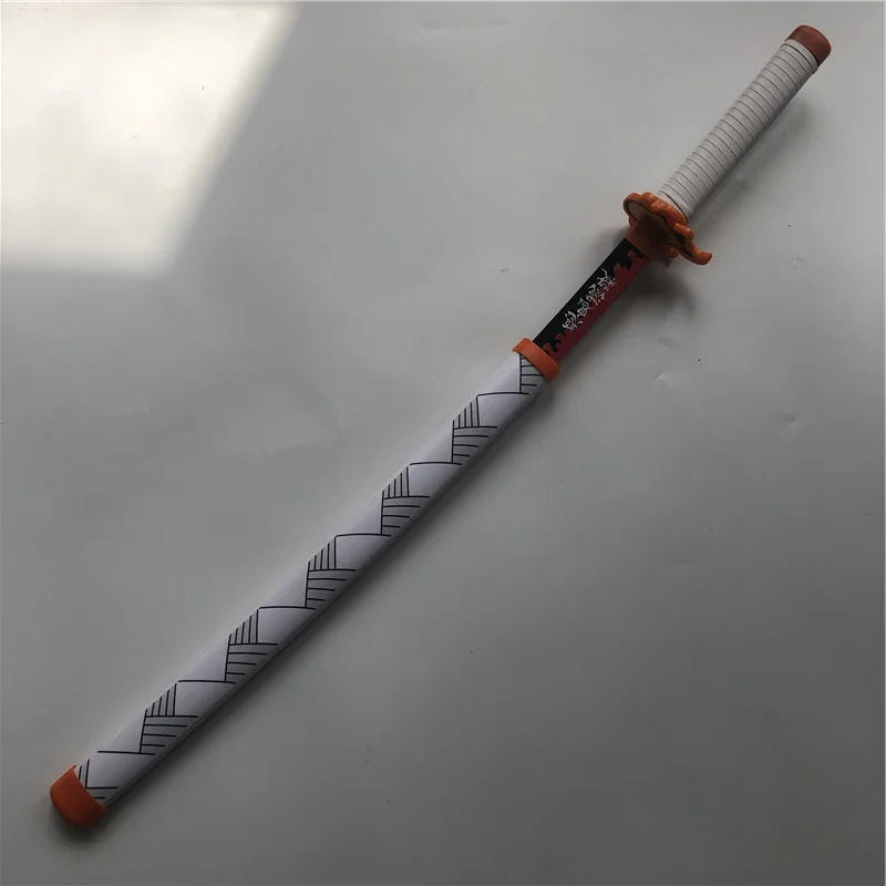 Anime 1:1 Cosplay miecz broń Rengoku Kyoujurou B Cosplay miecz nóż Ninja drewniana zabawka 80cm