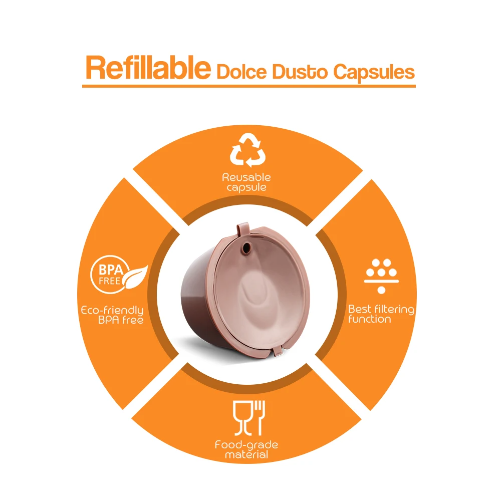 iCafilas Refillable Dolce Gusto Reusable Capsules Coffee Capsules Plastic Compatible With Nescafe Genio, Piccolo, Esperta