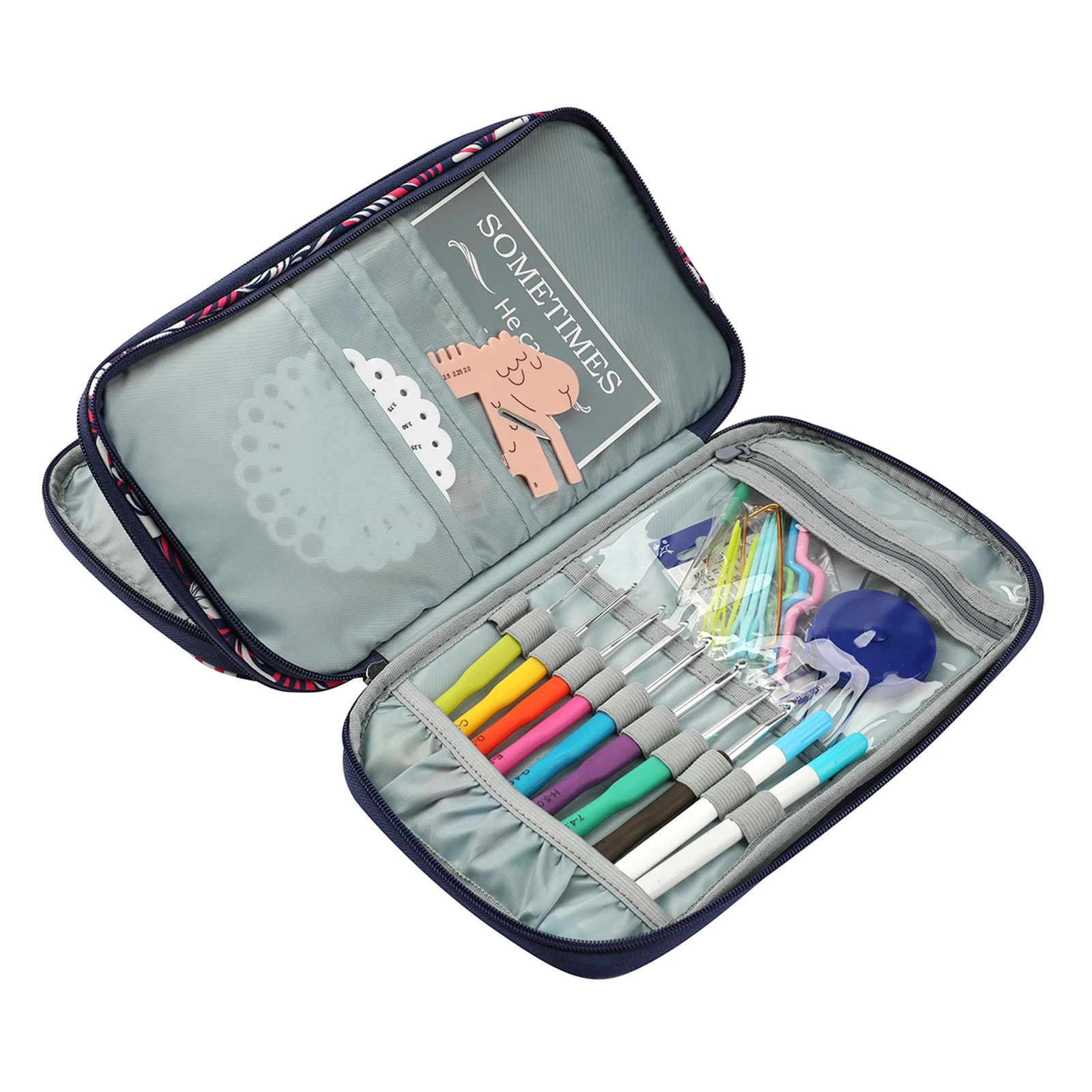 Knitting Needles Case, Organizer Storage Bag for Circular and Straight Knitting Needles, Crochet Hooks Knitting Accessories