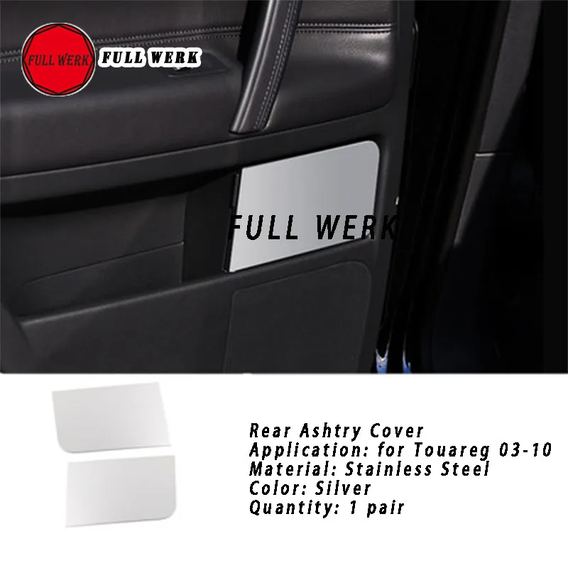 Matte SS Car Rear Ashtry Armrest Box Air Vent Trim Decoration Sticker Frame Cover for Touareg 03-10 Interior Moudling Accessorie