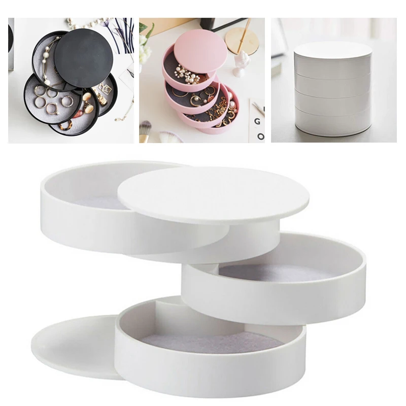 4 Layers Jewelry Storage Box 360 Degrees Rotary Holder Jewelry Organizer for Earrings Jewlery Box  Trinket Box  Box Gift