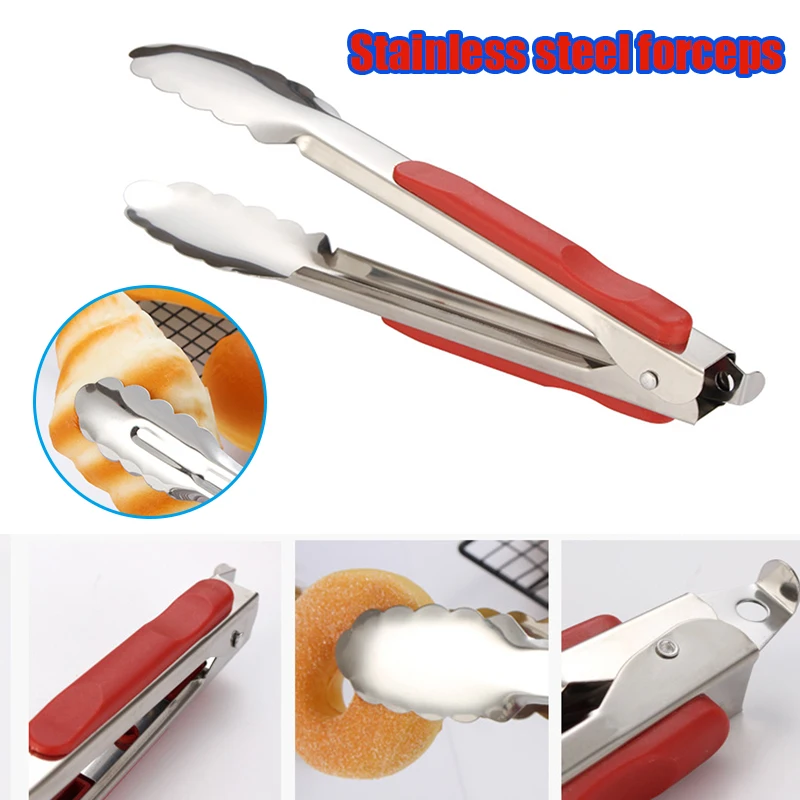 Stainless Steel BBQ Grilling Tong Salad Bread Serving Tong Non-Stick Kitchen Barbecue Clip Cooking Tools Kitchen Accessories