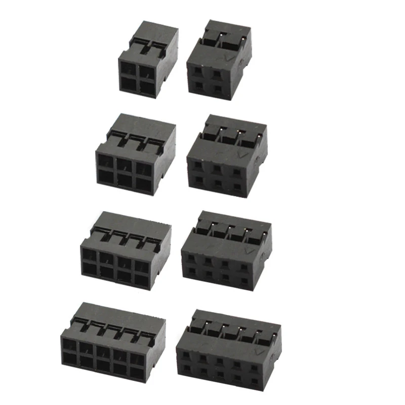 50pcs double row Dupont Plastic Shell 2x 1/2/3/4/5/6/7/8/9/10 P Dupont wire plug 2.54mm Dupont Connector Dupont terminal