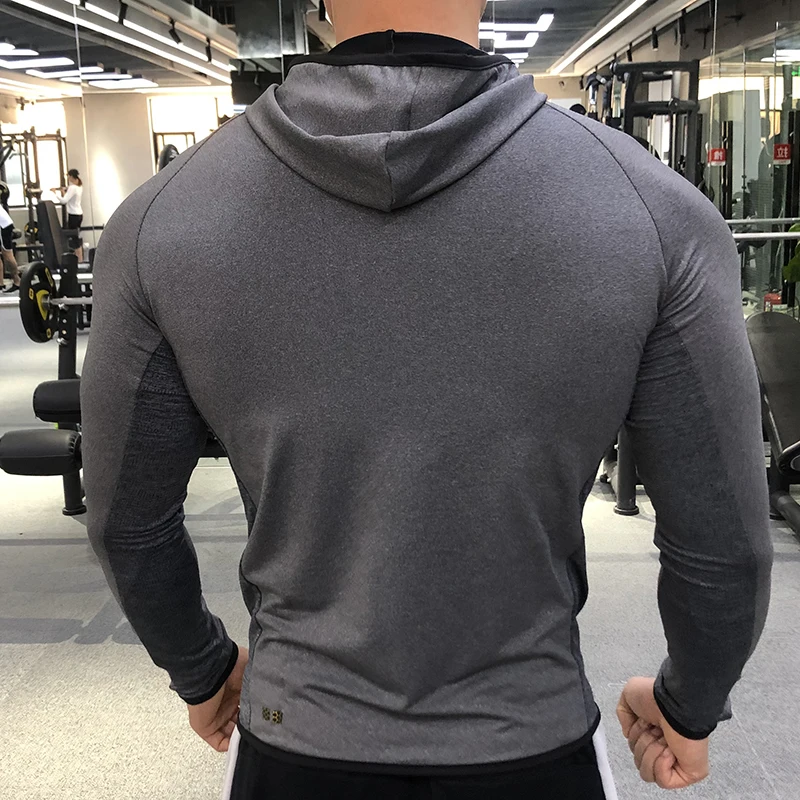 New Winter Autumn Hoodies Sport Shirt Men Hat Zipper Running Jackets Fitness Gym Sports Clothing Sport Top Men\'s Sportswear 2025