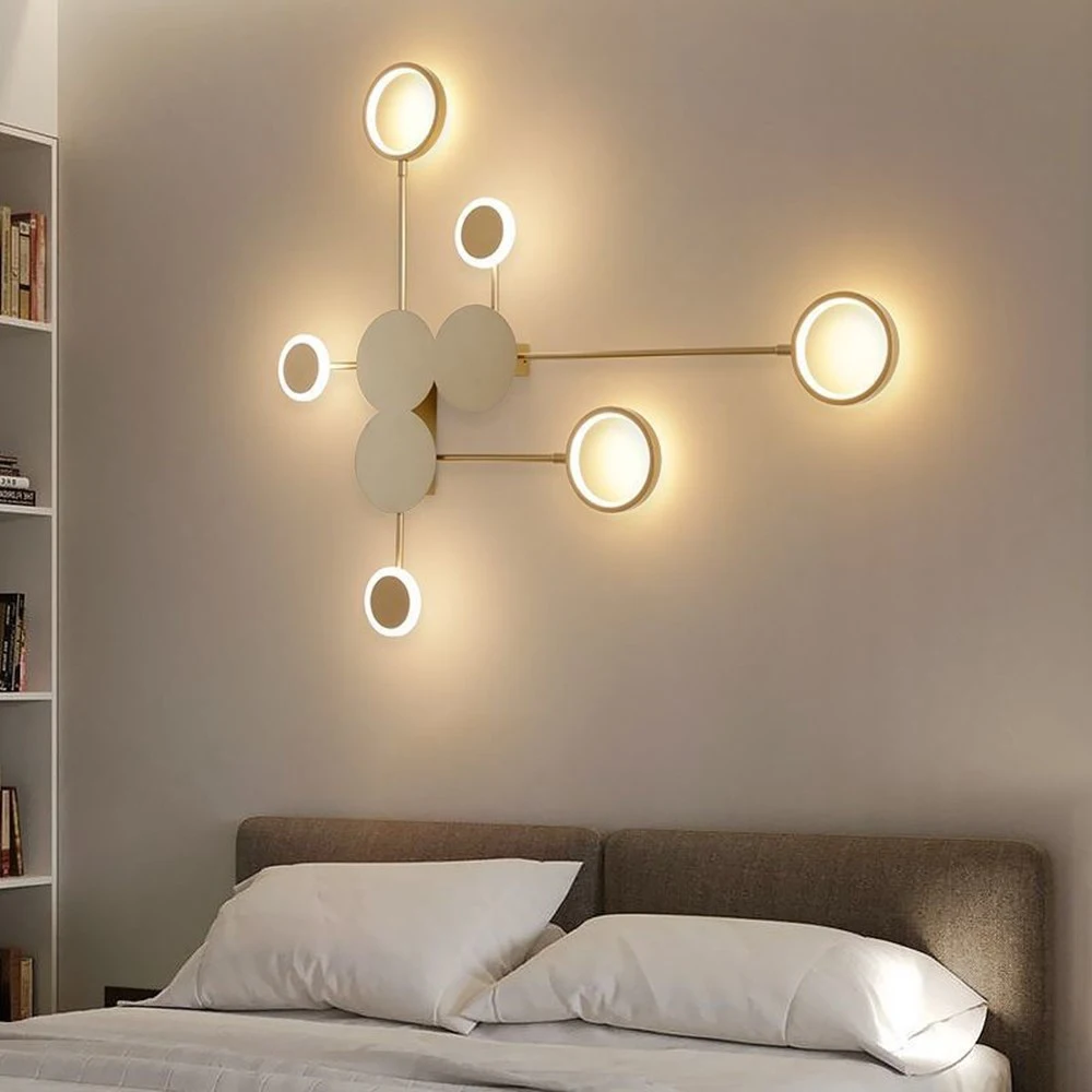 Imagem -04 - Nova Moderna Lâmpada de Parede Led Multi-cabeças Iluminação Sala de Estar Luz da Parede Interior Escada Cabeceira Lâmpadas Passarela Luzes Decorativas