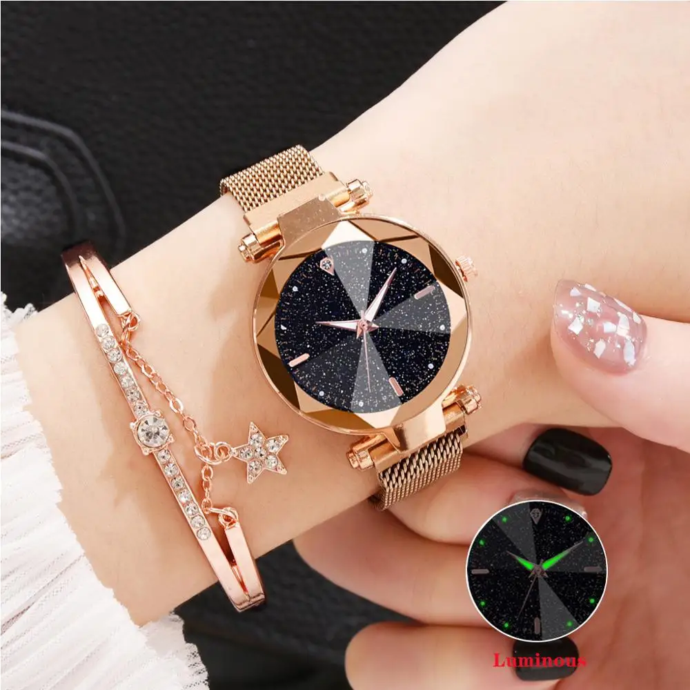 

New Brand Women's Watches Luxury Quartz Wristwatches Magnetic Buckle Luminous Watch Stainless Steel Ladies Clock Female Watches