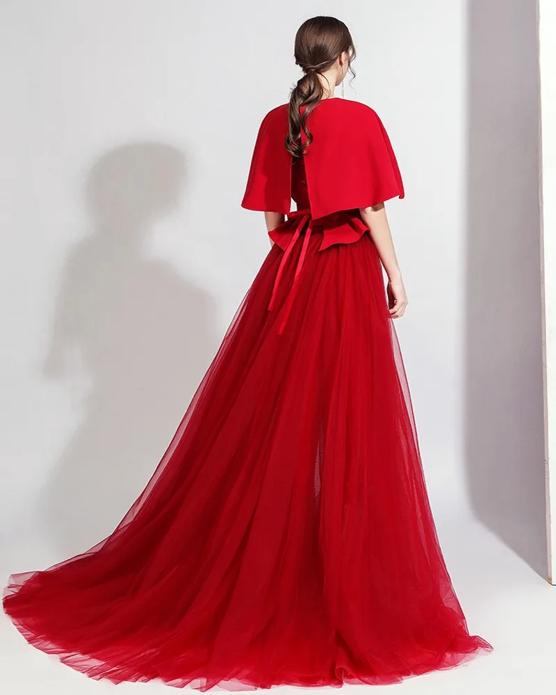 Vermelho feminino querida macacões vestidos de baile cristal sash noite vestido formal com destacável saia calças robe de soiree