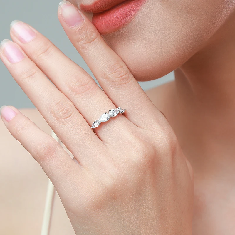 Ailmay 2021 Real 925 Sterling Silver Simple Dazzling CZ Charm Stackable Finger Rings For Women Girls Wedding Engagement Jewelry