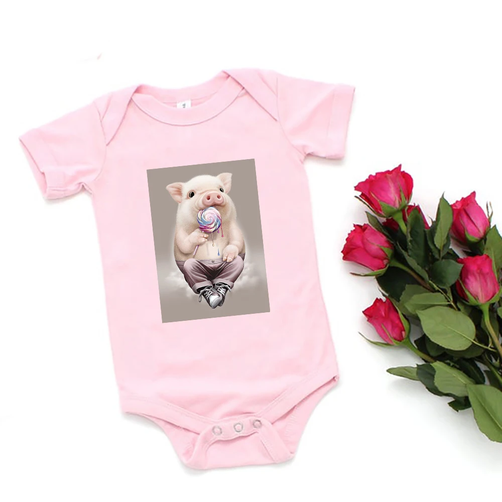 Cute Cartoon Little Pig Pink Newborn Girls Clothes Animal Kawaii Fashion 2023 Baby Boy Bodysuits Comfy Soft Infant Onesies