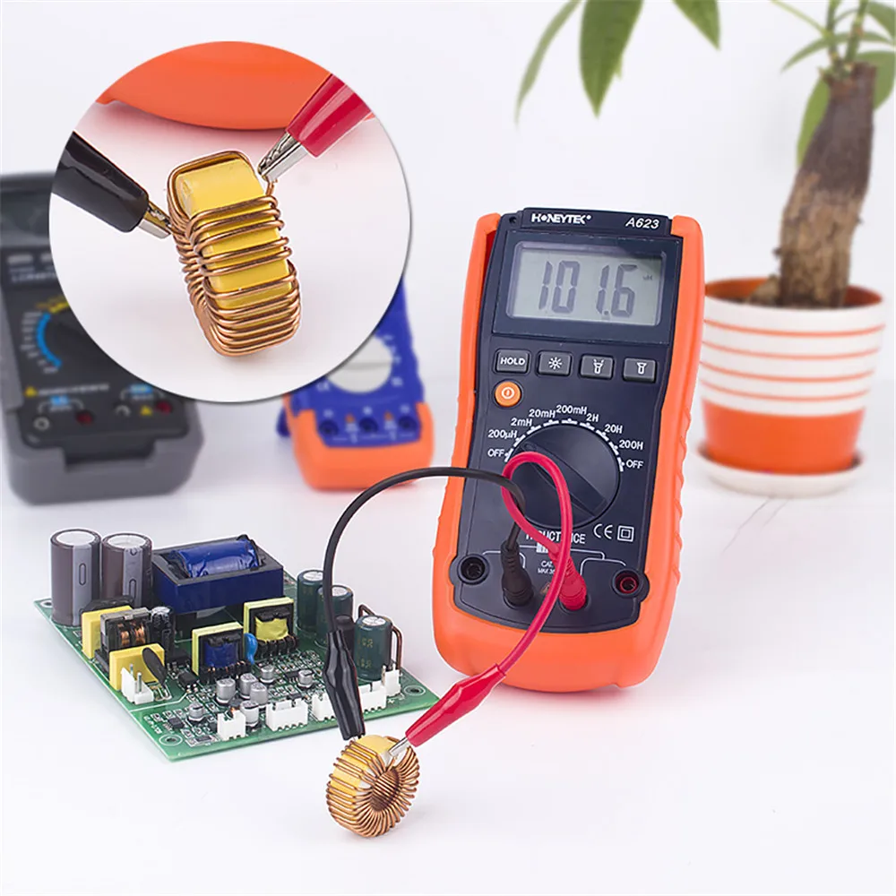 100% Brand LCR Meter Multimeter Digital Professional Capacitor Tester inductance Meter Multimeter test leads ESR tester A623