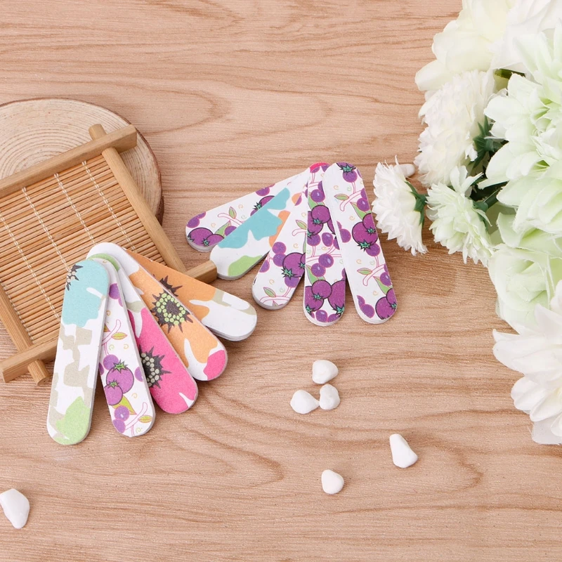 Mini Pro Nail Files Cute Round Double Sided Grit Nail Art Tips Tools Manicure