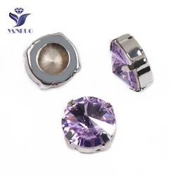 YANRUO 1122 All Sizes Violet Rivoli Sewing Crystals DIY Glitter Gems Craft Point Back Strass Glass Rhinestones On Clothes