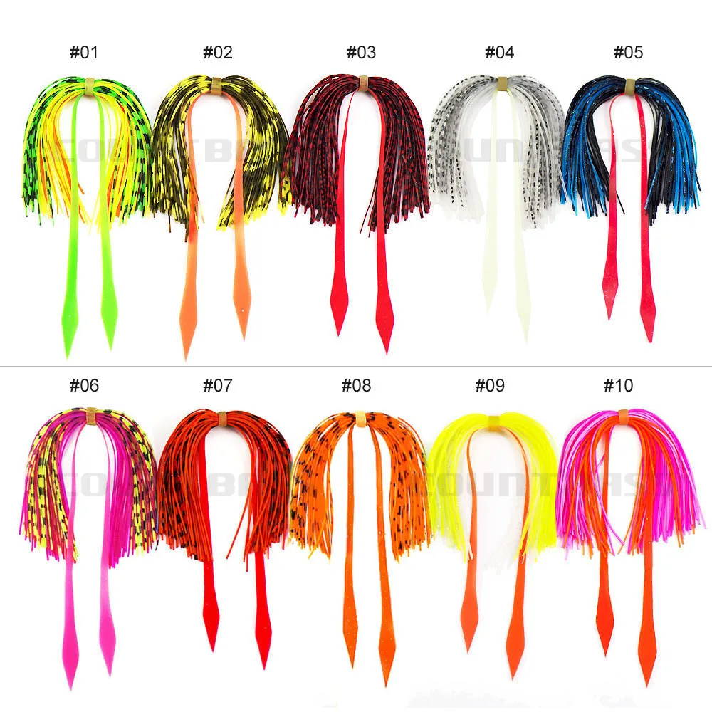 Countbass 20 Bundles Silicone Skirts With Trailer Fishing Accessories, DIY salty rubber jig lures, squid jigs, madai jig lure
