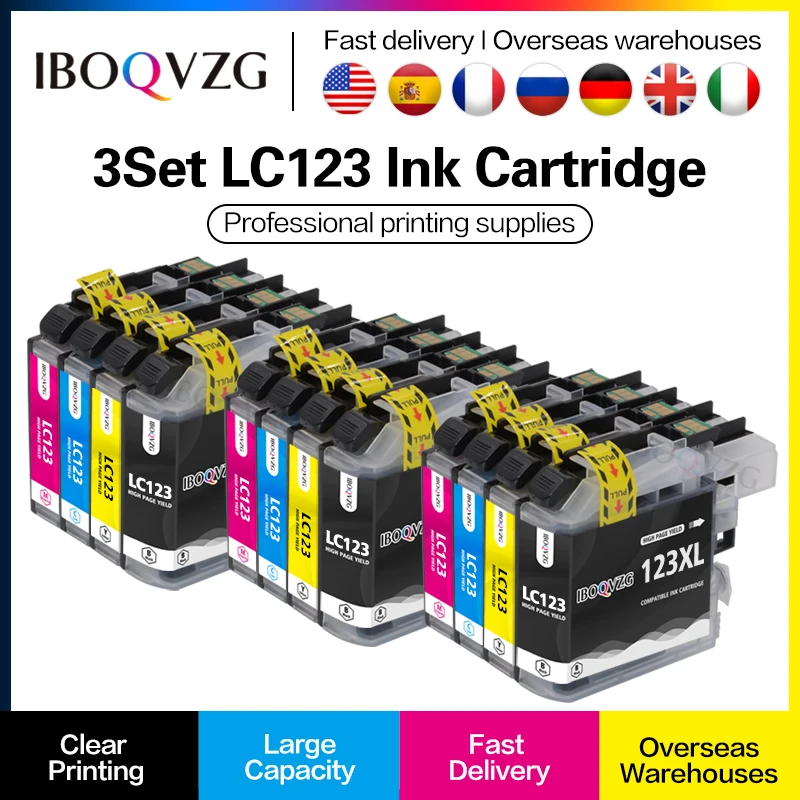 

IBOQVZG 12pcs Compatible LC121 LC 123 LC123 ink cartridge For Brother DCP-J552DW DCP-J752DW MFC-J470DW MFC-J650DW Inkjet Printer