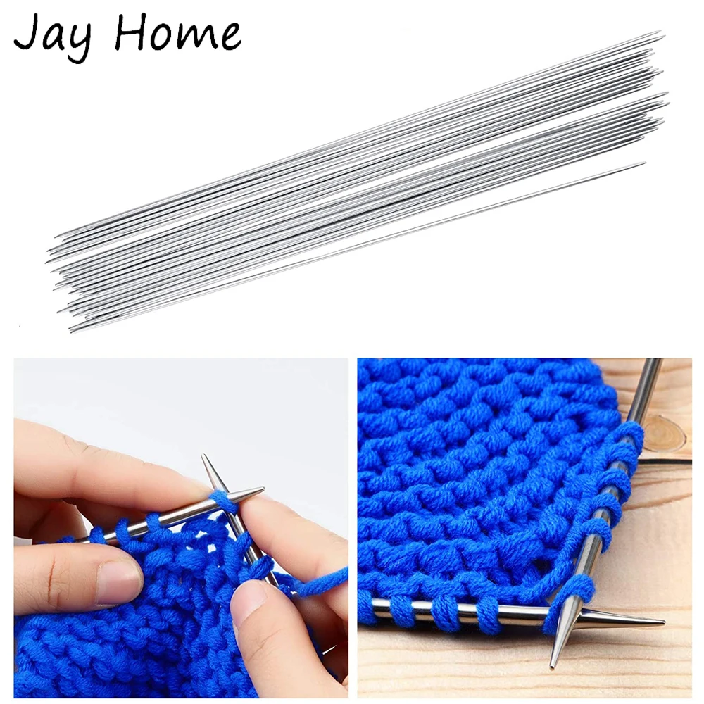 26PCS Circular Knitting Needle Sets Straight Double Pointed Stainless Steel Sweater Needle & Knitting Stitch Marker for Knitting