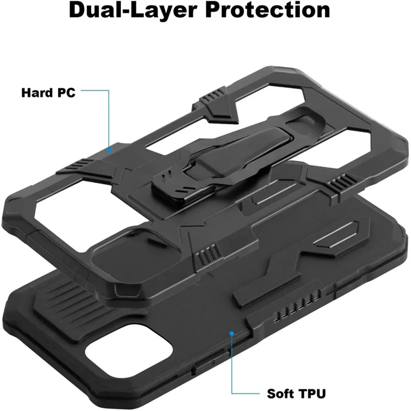 Robusta custodia con staffa magnetica per armatura ibrida per iPhone 14 13 Pro 12 11 XS MAX XR 7 8 Plus SE 2020 con clip da cintura copertura antiurto