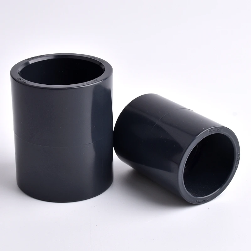 Inner Dia 20~63mm Dark Grey UPVC Pipe Straight Connector Irrigation System Hydroponics Planting Frame Plastic Socket Connectors