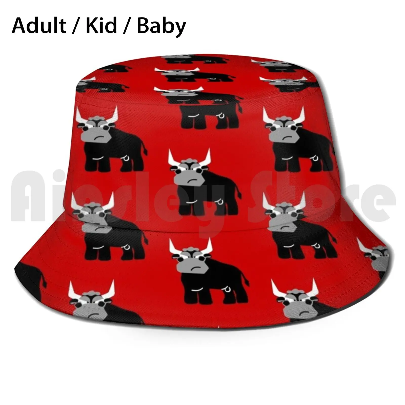 Bull Sun Hat Bull Toro Farm Animal Cow Vector Children Red Rural Rustic Country Countryside Fun Spain