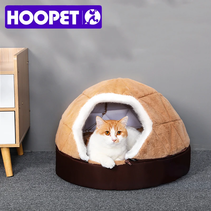 HOOPET Warm Cat Bed House  Bed for cat puppy Disassemblability Windproof Pet Puppy Nest Shell Hiding Burger Bun for Winter