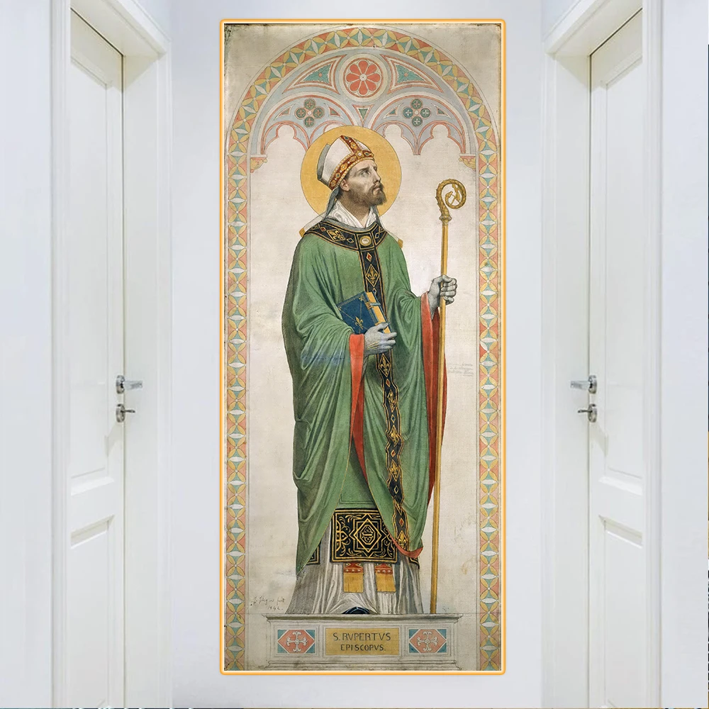 Ingres《Aint Rupert, Bishop of Worms (Saint Robert)》Canvas Oil Painting World Famous Artwork Picture Decor Home Decoration