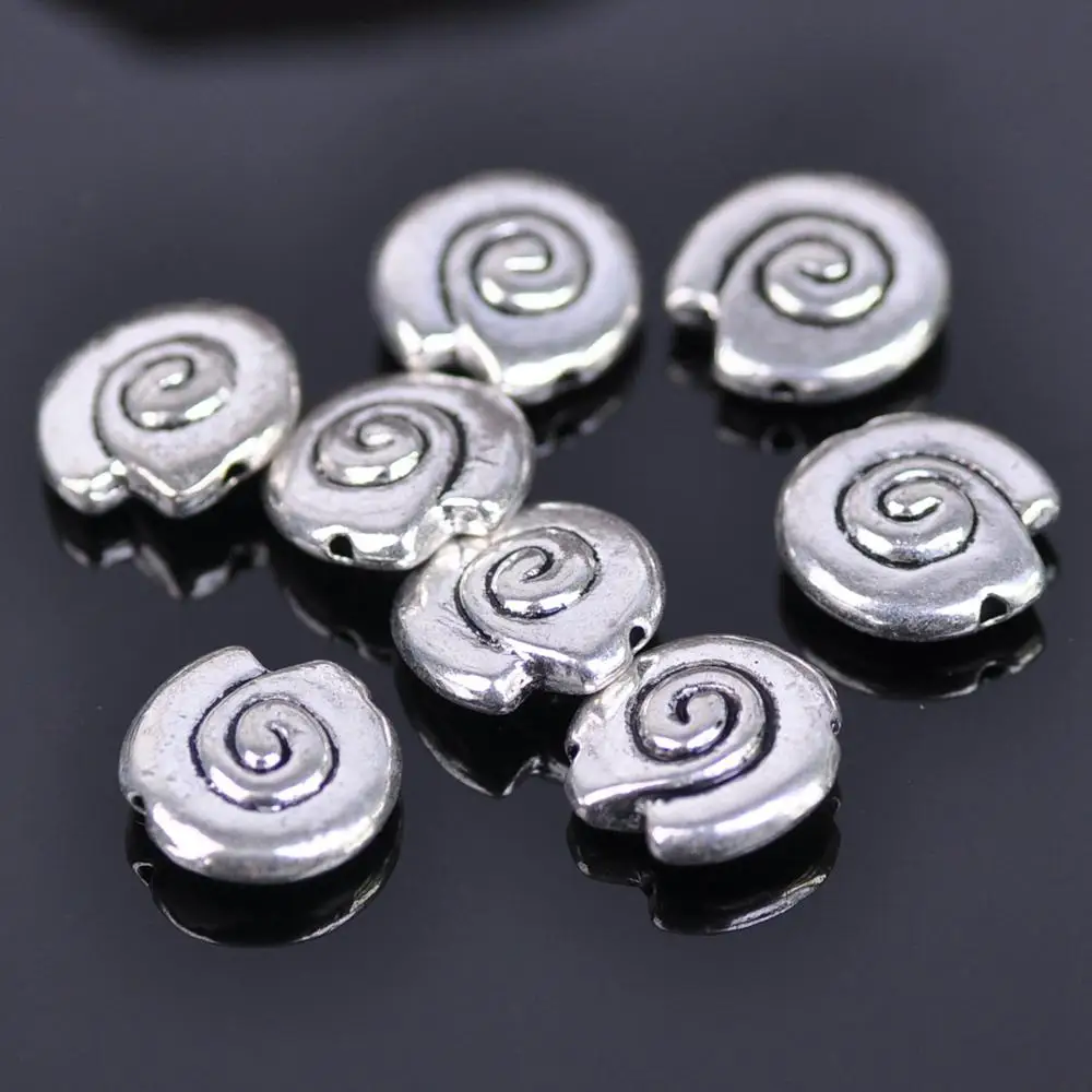 

10pcs Snail Shape 14mm Tibetan Silver Color Metal Alloy Loose Spacer Beads lot for DIY Necklace Bracelet Jewelry Making Findings