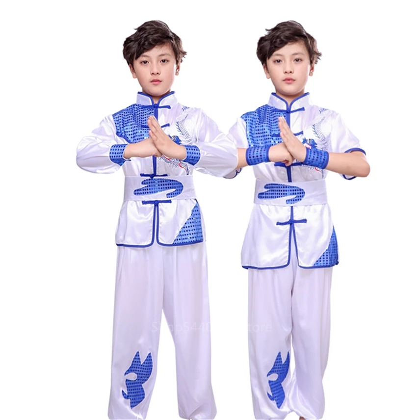 Traditional Chinese Wushu Clothing Tai Chi Uniform Kids Kungfu Outfits New Year Stage Performance Hanfu Top+pant+bet Costumes