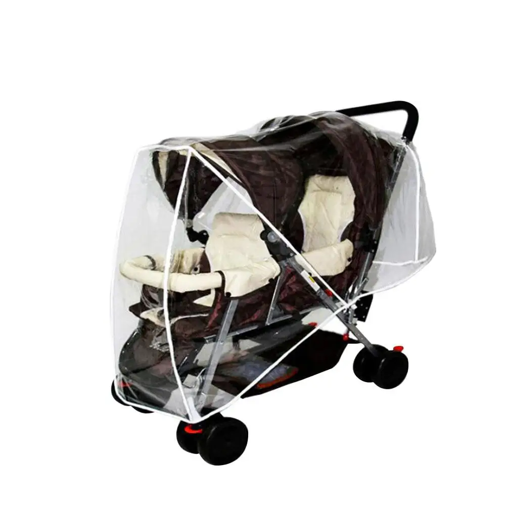 Weather Shield for Double Stroller Side by Side Baby Stroller Rain Cover Waterproof PVC Shield Outdoor Activities Accessories