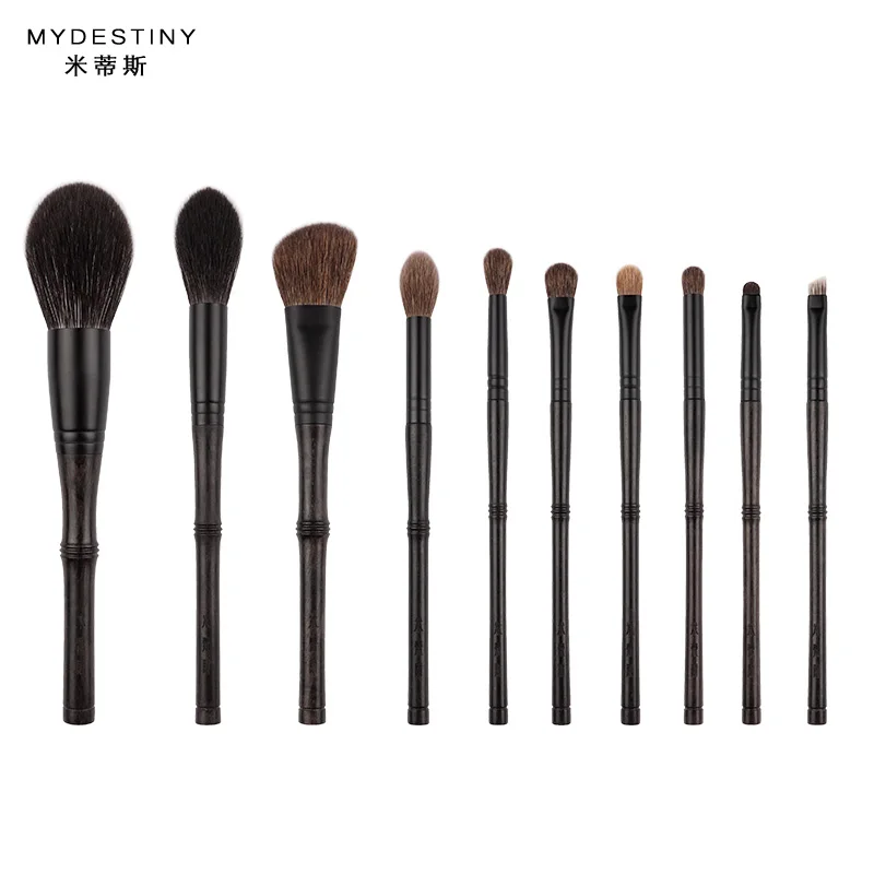 MyDestiny Makeup Brush-Luxurious Tranditional Ebony Handle Brushes Set-10Pcs-Carefully Chosen Natural Hair Pens Kit-Professional