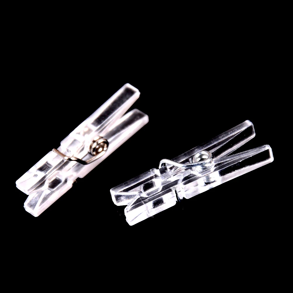 20 PCS 25mm Quality Mini Spring Clear Transparent ClipsPeg Pin Clothespin Craft Clips Clothes Photo Paper Party Home Decoration